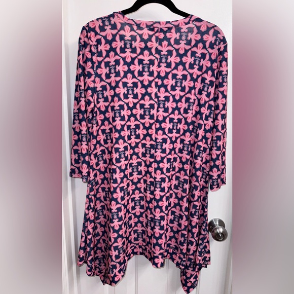 Simply Southern Sweet Damask Dress with pineapple print in Pink/Red/White/Blue - Picture 5 of 14